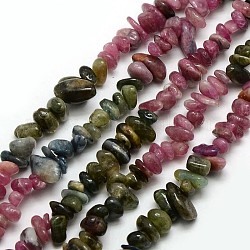 Pépites de tourmaline naturels brins de perles, couleur mixte, 5~8x5~8mm, Trou: 1mm, environ 15.5 pouce