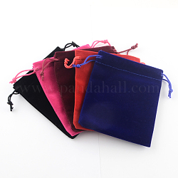 Pochettes rectangle en velours, sacs-cadeaux, couleur mixte, 12x10 cm