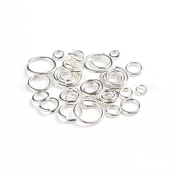 Anelli di ottone salto, anelli di salto aperti, colore argento placcato, 4~10x0.8~1mm, diametro interno: 2.4~8mm