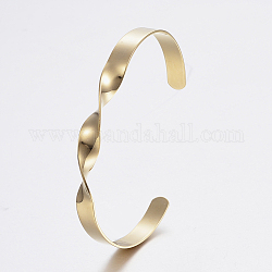 Bracelets de manchette en 304 acier inoxydable, torsadée, or, 2 pouces x 2-5/8 pouces (50x68 mm), 7 mm