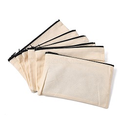 Пустая сумка для рукоделия, холщовая сумка для карандашей, на черной молнии, косметичка универсальная дорожная косметичка, цветочный белый, 12.2x20.3 см