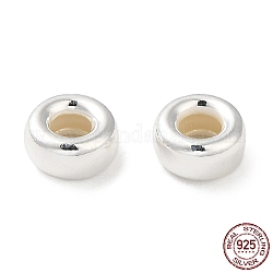 925 стерлингов серебряные шарики Spacer, рондель, серебряные, 6x3.5 мм, отверстие : 3 мм