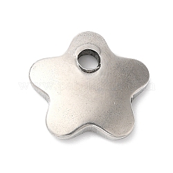 Ciondoli in acciaio titanio, colore acciaio inossidabile, fiore, 17x17.5x3.5mm, Foro: 3 mm