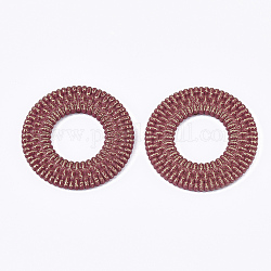 Pendentifs acryliques, motif imitation rotin tissé, donut, rouge foncé, 47x4.5mm, Trou: 1.8mm