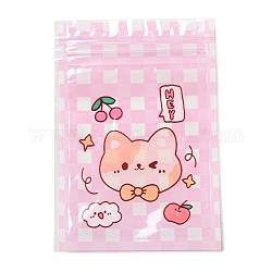 Rectangle Plastic Packaging Zip Lock Bags, with Cartoon Animal Pattern, Top Self Seal Pouches, Cat Shape, 10.9x7.5x0.15cm, Unilateral Thickness: 2.5 Mil(0.065mm)