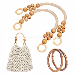 Pandahall elite perline di legno/maniglie di borsa di bambù, per accessori per la sostituzione delle maniglie delle borse, Borgogna, 48.5x1.4cm, diametro interno: 10 cm
