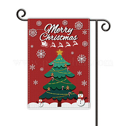 Drapeau de jardin, drapeaux de lin double face, pour les décorations de bureau de jardin à la maison, motif d'arbre de Noël, 45.7x30.5x0.2 cm