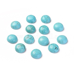 Natural Howlite Cabochons, Dyed, Half Round, Dark Turquoise, 10x4mm