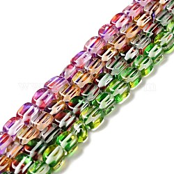 Brins de perles de pierre de lune synthétiques électrolytiques, teinte, perles holographiques, demi couleur ab plaqué, rectangle, couleur mixte, 8~9x5.5~6x5~6.5mm, Trou: 1mm, Environ 44 pcs/chapelet, 14.45'' (36.7 cm)