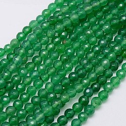 Natürliche Achat Perlen Stränge, grün Onyx, facettiert, gefärbt, Runde, Meergrün, 6 mm, Bohrung: 1 mm, ca. 62 Stk. / Strang, 15 Zoll