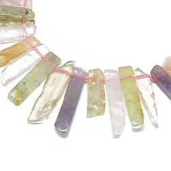 Natural Quartz Beads Strands, Top Drilled Beads, Rectangle, 19~67x8~11x4~9mm, Hole: 1mm, about 38~48pcs/strand, 15.7 inch