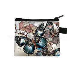 Bolsos de mano de poliéster con estampado de mariposas, monedero con cremallera y llavero, para mujeres, Rectángulo, gris pizarra oscuro, 13.5x11 cm