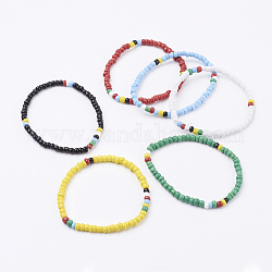 Perles de rocaille de verre étirer bracelets, couleur mixte, 2-1/4 pouce (56 mm)