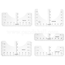 Règles multifonctions en PVC, règle de couture sur mesure, clair, 25x6.4~15.3x0.05 cm, 5 pièces / kit