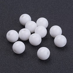 8 mm blanc trapu bubblegum acrylique ronde de perles solides, taille: environ 8mm de diamètre, trou: 1.5 mm (extrêmes: 1.3~1.8 mm)