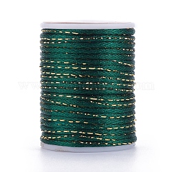 Cordon de polyester, avec cordon métallique doré, corde à nouer chinoise, vert foncé, 1.5mm, environ 4.37 yards (4 m)/rouleau