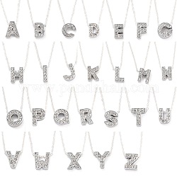 Initial Necklaces, Alloy Rhinestone Slide Pendant Necklaces, with Silver Color Plated Brass Cable Chains, Alphabet, Letter A~Z, 18.3 inch(46.7cm), 26pcs/set