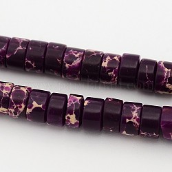 Synthetische imperiale Jaspisperlenstränge, gefärbt, heishi Perlen, Flache Runde / Scheibe, lila, 6~6.5x4 mm, Bohrung: 0.5 mm, ca. 100 Stk. / Strang, 15.7 Zoll