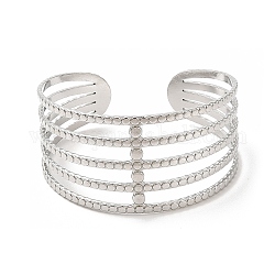 304 Stainless Steel Bangles, Hollow Cuff Bangles for Women, Stainless Steel Color, Inner Diameter: 2-1/8 inch(5.4cm)