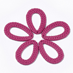 アクリルパーツ  模造ラタン編み風  ティアドロップ  赤ミディアム紫  49.5x34x4mm  穴：1.5mm