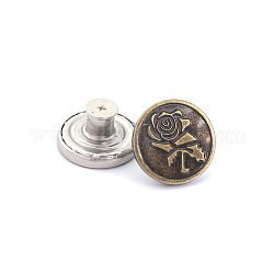 ジーンズ用合金ボタンピン  航海ボタン  服飾材料  バラの丸  アンティーク黄金  20mm