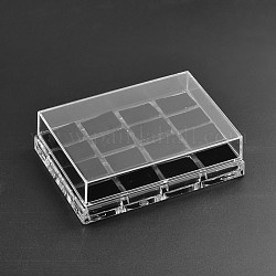 Cajas orgánicos cuboides anillo display de cristal, con velour, 16 compertments, Claro, 14.5x10.7x4 cm