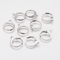 304 Stainless Steel Leverback Earring Findings, with Loop, Stainless Steel Color, 14.5x12x2mm, Hole: 1.2mm