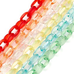 6 Strands 6 Colors Handmade Transparent Acrylic Cable Chains, Mixed Color, Links: 16x11x6mm, about 39.37 inch(1m)/strand, 6 strands/set