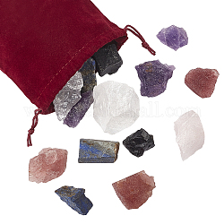 ARRICRAFT 6 Kinds Rough Raw Stone, Natural Lapis Lazuli & Amethyst & Obsidian & Strawberry Quartz & Rose Quartz & Quartz Crystal Nuggets Beads, for Tumbling, Decoration, Polishing, Wire Wrapping, Wicca & Reiki Crystal Healing, Undrilled, 30~50mm, 600g/set