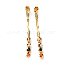 Boucles d'oreilles pendantes en strass coloré, placage sous vide 304 chaînes en acier inoxydable boucles d'oreilles, or, 54x5mm