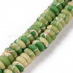 Handmade Polyester Clay Beads Strand, with Gold Foil, Abacus, Yellow Green, 7.5~8x3.5mm, Hole: 2mm, about 106~112pcs/strand, 15.55''~16.02''(39.5~40.7cm)
