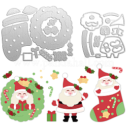 Weihnachtsmann-Schablonen aus Karbonstahl, für diy scrapbooking, Fotoalbum, dekorative Prägepapierkarte, Edelstahl Farbe, 106~169x109~132x0.8 mm, 2 Stück / Set