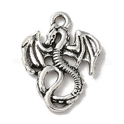 Pendente in lega stile tibetano, fascino del drago, argento antico, 21x16x1mm, Foro: 1.8 mm