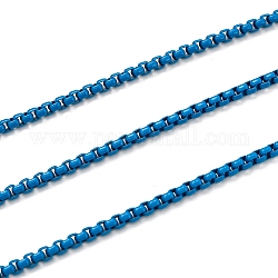 Латунные цепи, окрашенные распылением, венецианские цепи, с катушкой, несварные, Плут синий, 2x2.5x2.5 мм