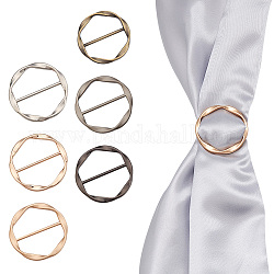 AHANDMAKER 6Pcs Scarf Ring Clips, Alloy Shawl Clips, Simple T Shirt Clips, Round Cricle Scarves Buckle, Fashion Metal Circle Buckle for Clothes Scarves T-Shirts, Mixed Color