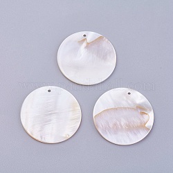 Ciondoli di guscio, undyed, rotondo e piatto, 30x1~2mm, Foro: 1.4 mm