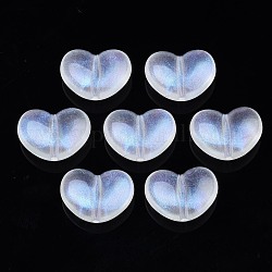 Perline acrilico trasparente, polvere di scintillio, cuore, chiaro, 16x21x10mm, Foro: 2 mm