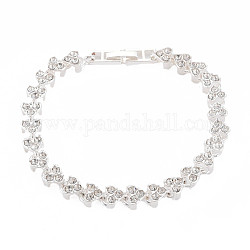 Crystal Rhinestone Tennis Bracelet, Alloy Heart Link Chain Bracelet for Women, Silver, Inner Diameter: 2 inch(5cm)