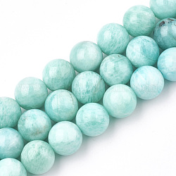Chapelets de perles en amazonite naturelle, ronde, 12mm, Trou: 1mm, Environ 35 pcs/chapelet, 15.9 pouce