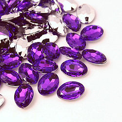 Cabuchones de diamante de imitación de acrílico de Taiwan imitación, señaló hacia atrás y facetas, oval, Violeta Azul, 18x13x5mm