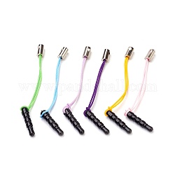 Пластиковый пылезащитный мобильного пробки, мобильные планки, с концами медного шнура и нейлоновым шнуром, платина, разноцветные, 59 мм