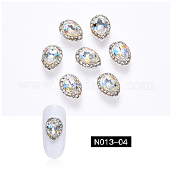 Nail Art Decoration Accessories, with Platinum Alloy & Glass, Teardrop, Crystal, 11.5x8.5x5mm