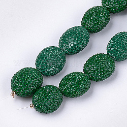 Handgemachte Fimo-Perlen Strass, Oval, Kristall, dunkelgrün, 22~23x17~18x10~12 mm, Bohrung: 0.8 mm