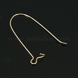 Brass Hoop Earrings Findings Kidney Ear Wires, Lead Free, Cadmium Free and Nickel Free, Golden Color, about 14mm wide, 33mm long, 0.7~0.8mm thick