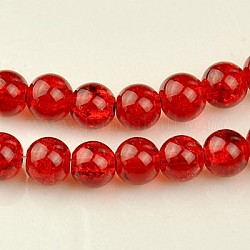Crackle Glass Beads Strands, Round, Dark Red, about 8mm in diameter, hole: 1mm, about 105pcs/strand, 33inch/strand