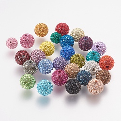 Abalorios del Diamante de imitación checo, pp9 (1.5~1.6 mm), Pave bolas de discoteca, arcilla polimérica, redondo, color mezclado, 7.5~8mm, agujero: 1.8 mm, 70~75pcs diamantes de imitación / bola.