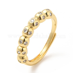 Rack Plating Brass Micro Pave Clear Cubic Zirconia Rings, Adjustable Rings, Cadmium Free & Lead Free, Long-Lasting Plated, Real 18K Gold Plated, US Size 6, 2~2.5mm, Inner Diameter: 16.5mm