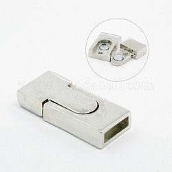Zinc Alloy Magnetic Clasps, Rectangle, Platinum, 29x13x6mm, Hole: 10x3mm