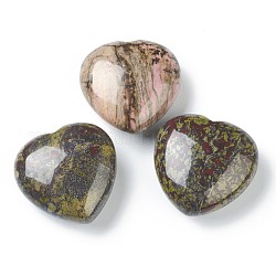 Natural Dragon Blood Jasper Heart Love Stone, Pocket Palm Stone for Reiki Balancing, 44.5~45x45~46x20.5~21mm