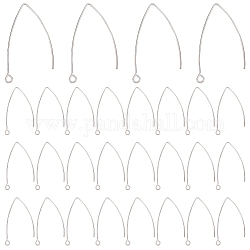 304 Stainless Steel Earring Hooks, with Horizontal Loop, Stainless Steel Color, 41x22x1mm, 18 Gauge, Hole: 2mm, 100pcs/box, Storage Container: 10.8x7.4x1.8cm